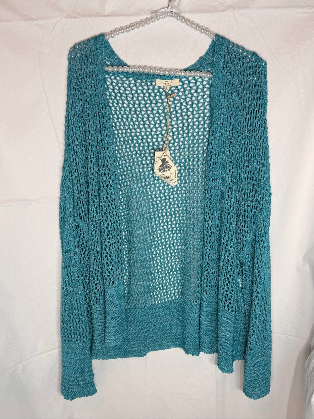 easel Teal Open-Knit Women's Cardigan